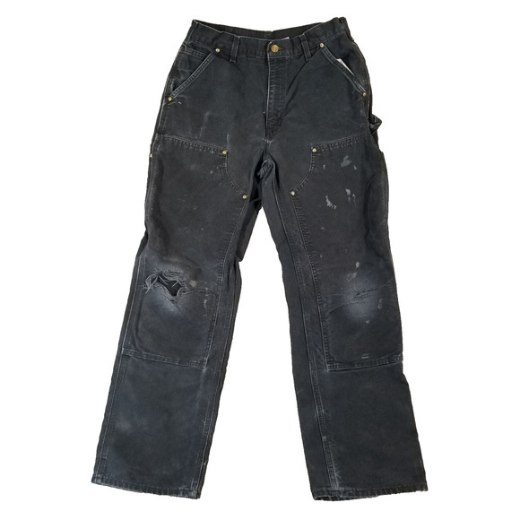Vintage Carhartt pants men's 30x32 black loose baggy trashed vintage USA